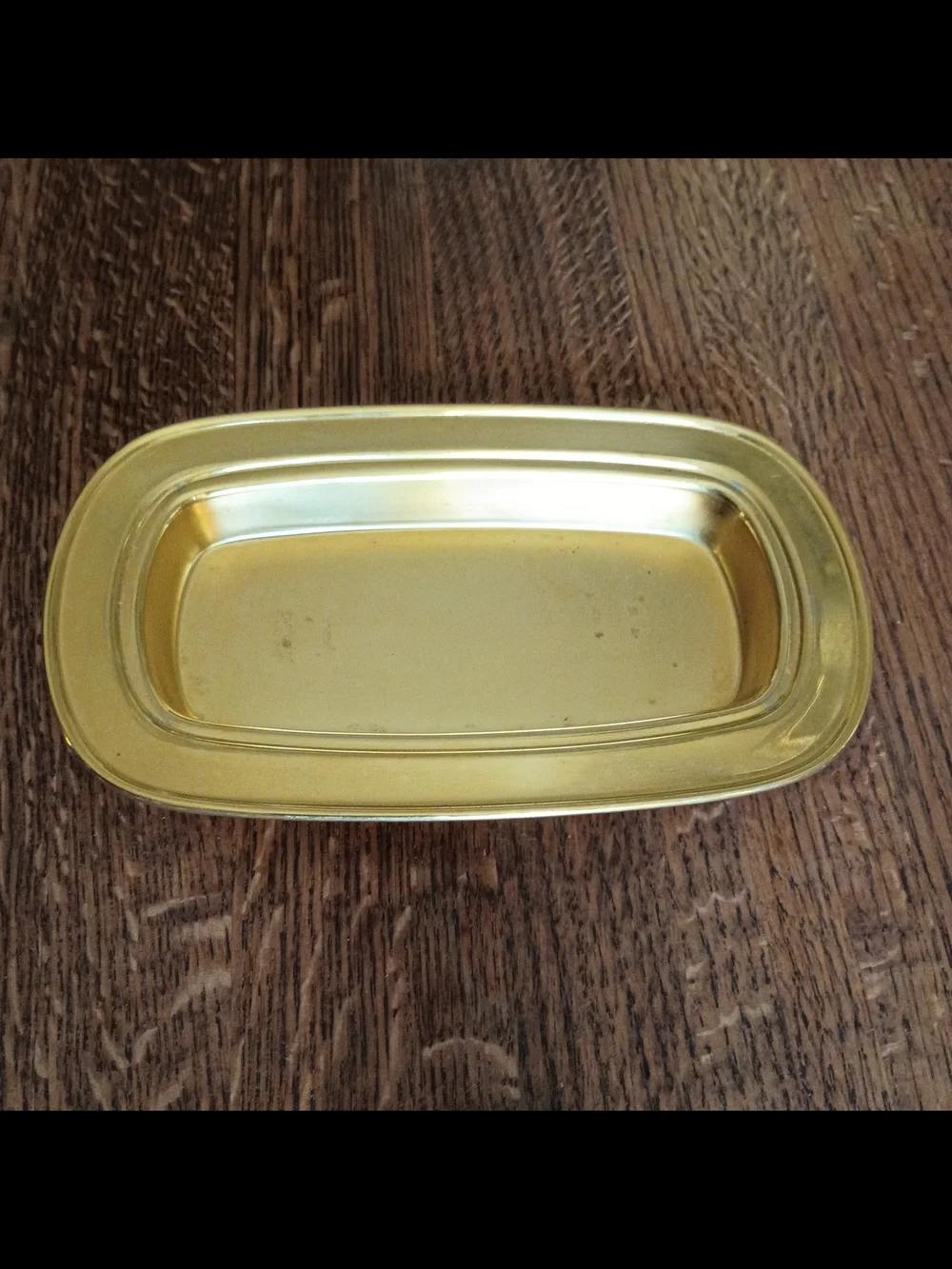 Vintage 18k Gold Electroplated Butter Dish with Lid, Glass Insert